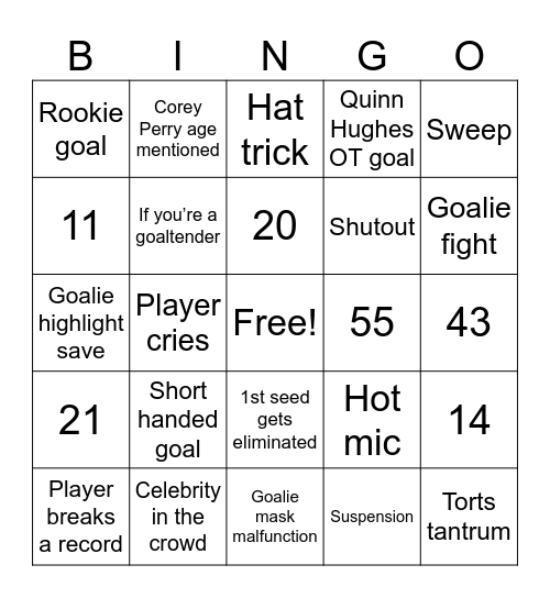 Stanley cup playoffs 2026 bingo Card