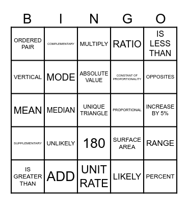 7TH MATH BOOT CAMP BINGO Card