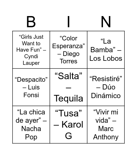 60 AÑOS DE TEMAZOS Bingo Card