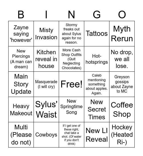 Banner Drop Bingo Card