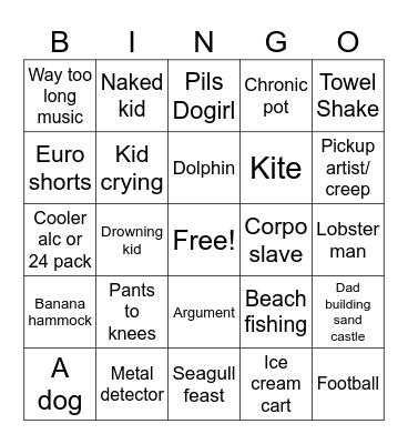 Beach bingo Card