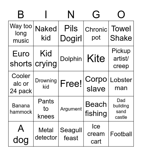 Beach bingo Card