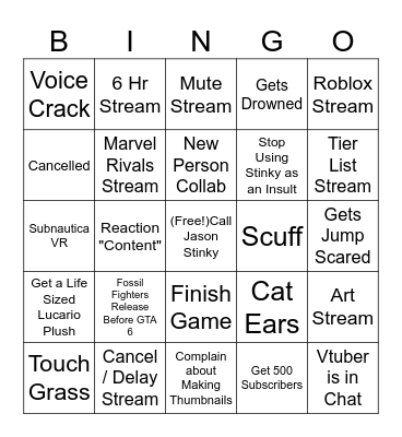 Year of Serene Bingo Card