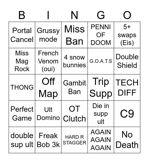 FREAKOPOUT Bingo Card