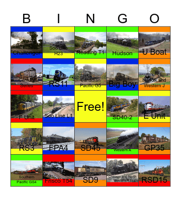 Steam, Smoke and Thunder, ALCO Series, Shortlines and Regional Series and other Plets Express Bingo Card