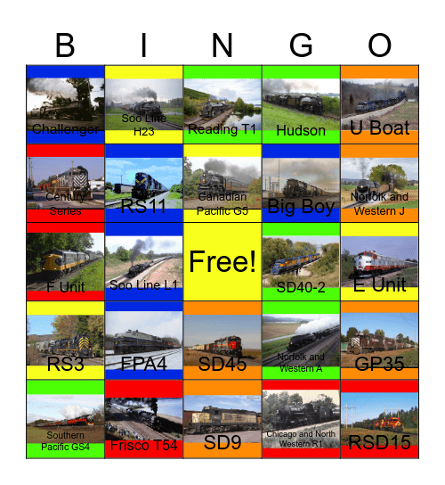 Steam, Smoke and Thunder, ALCO Series, Shortlines and Regional Series and other Plets Express Bingo Card