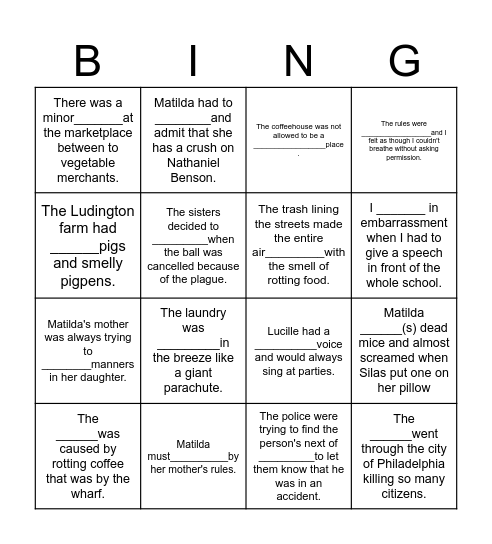 Fever 1793 Bingo Card