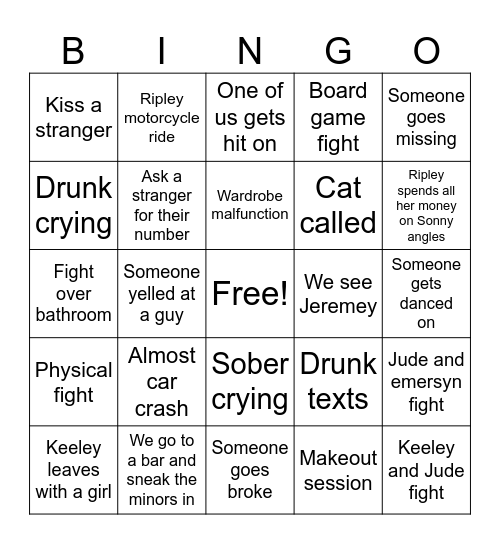 Lawrence Bingo Card