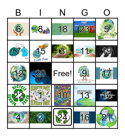 Earth Day Bingo Card