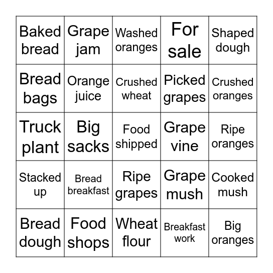 A Look at Breakfast Bingo Card