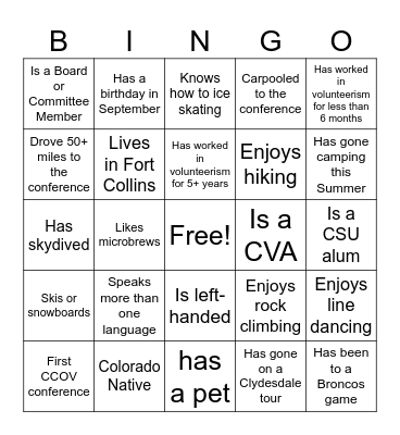 DOVIA Bingo Card
