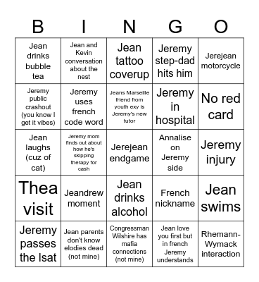 The broken cage predictions Bingo Card
