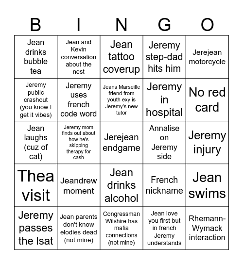 The broken cage predictions Bingo Card