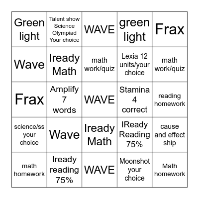 SWAG week 3 Bingo Card