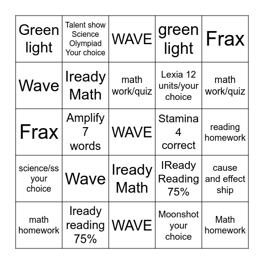 SWAG week 3 Bingo Card