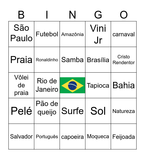 Brazilian Bingo Card Bingo Card