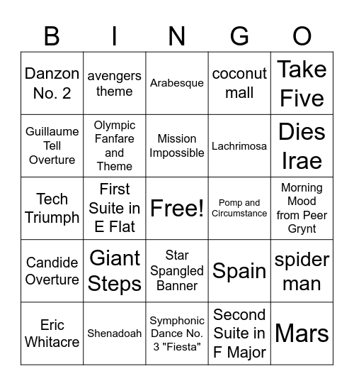 DO MUSICAL BINGO Card