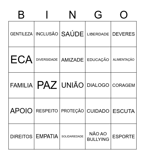 APRENDENDO BRINCANDO Bingo Card
