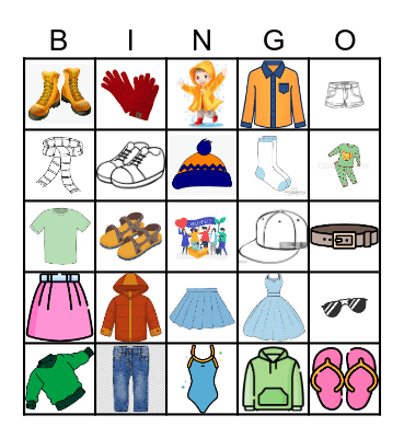 Clothes, clothes, clothes! Bingo Card