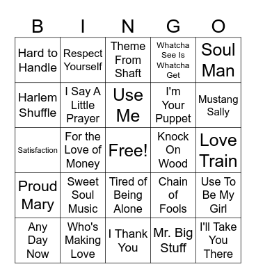 Sweet Soul Music Bingo Card