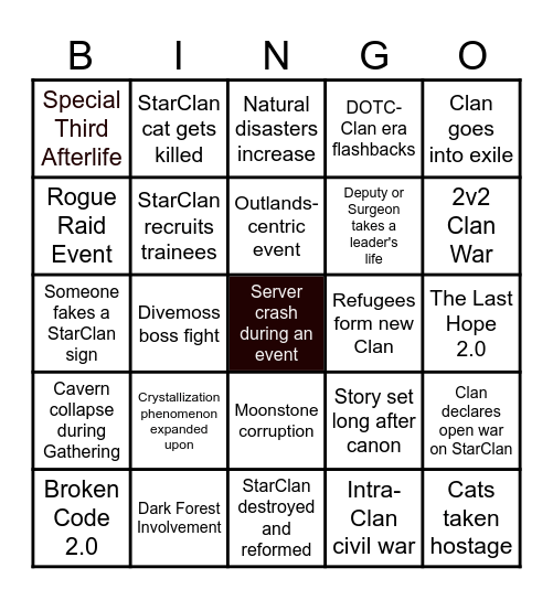 Elysium Bingo Card