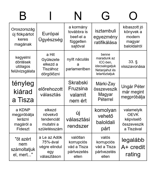 2026. 05. 09. - 2030 Bingo Card