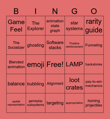 Week 12: VGD 1 Bingo Card