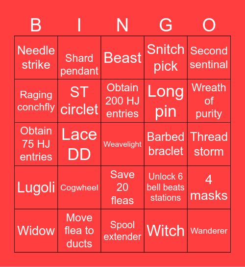 Silksong bingo. Rules, chose 3 lines to clear. Then start a new Silksong save file and complete those 3 lines without accidentally completing a square not within those 3 lines. Bingo Card