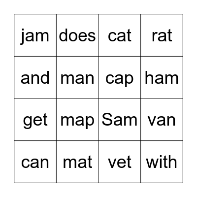 Sam's Cat Bingo Card