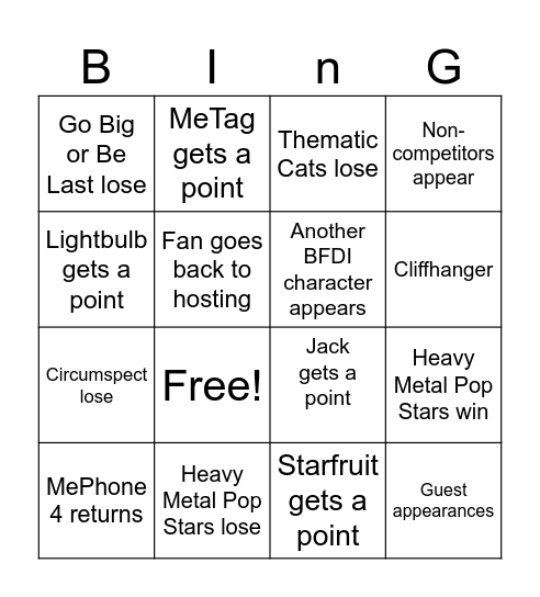 IIS4E6 predictions Bingo Card