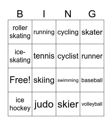 Sports Bingo Card