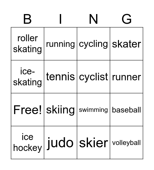 Sports Bingo Card