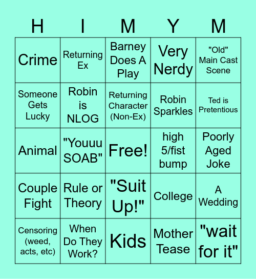 How I Met Your Mother Bingo Card