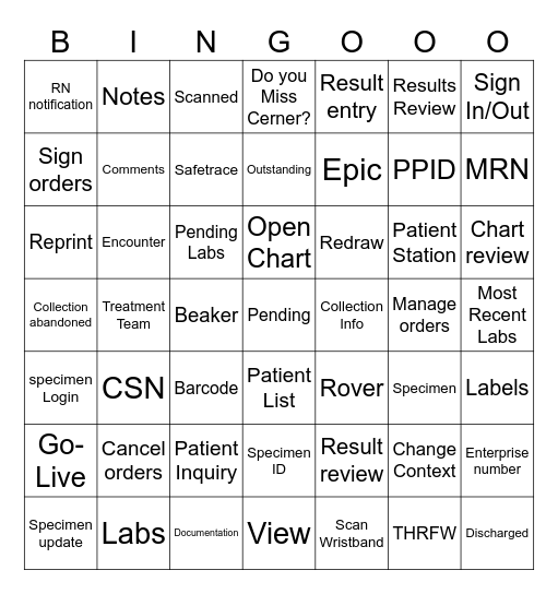 Epic/Beaker, 2026 Bingo Card