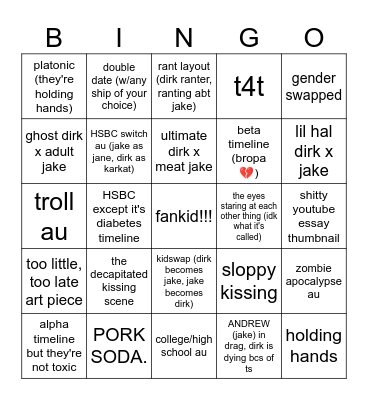dirkjake bingo 💔 Bingo Card