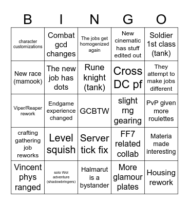 Fan fest bingo Card
