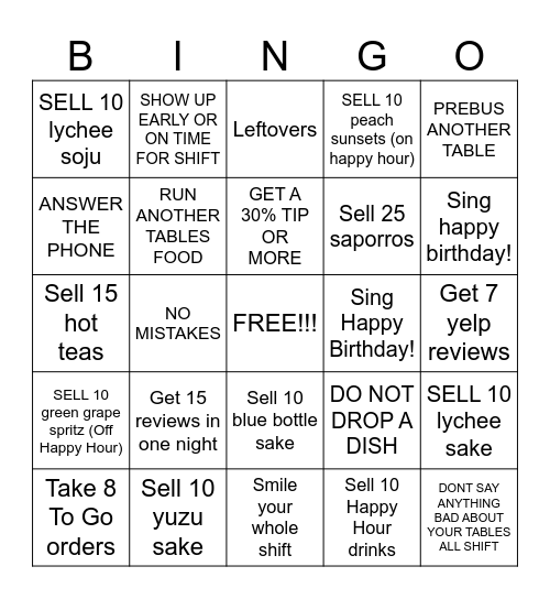 Sumo Bingo Card