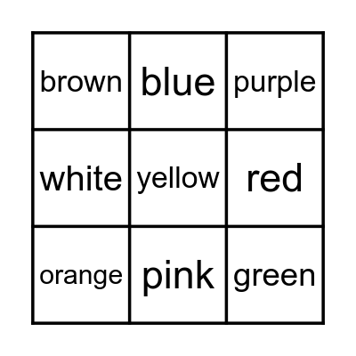 Colors Bingo Card