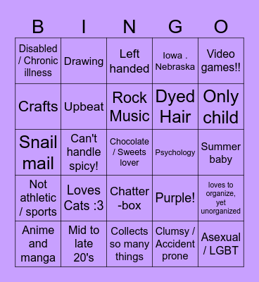 Courtney Friendship Bingo Card