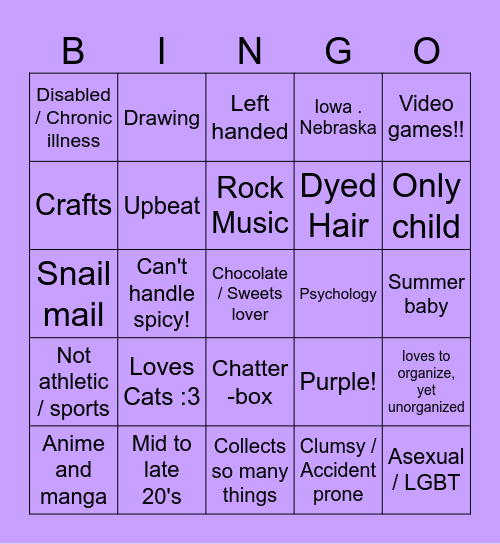 Courtney Friendship Bingo Card
