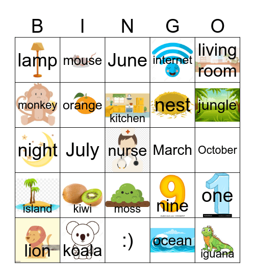 K-O SPELLING BEE WORDS 2° Bingo Card
