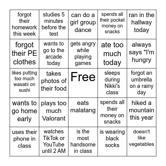 Find someone who... Bingo Card
