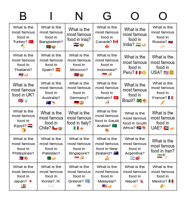 B20 L14 What is the most famous food in Korea? Bingo Card