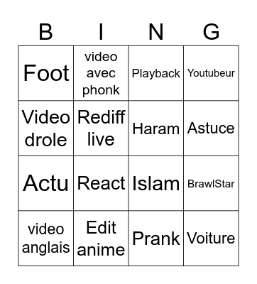 Tiktok Bingo Card