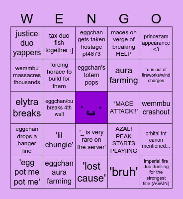 UU Wemmbu Bingo Card