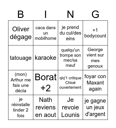 job Bingo Card