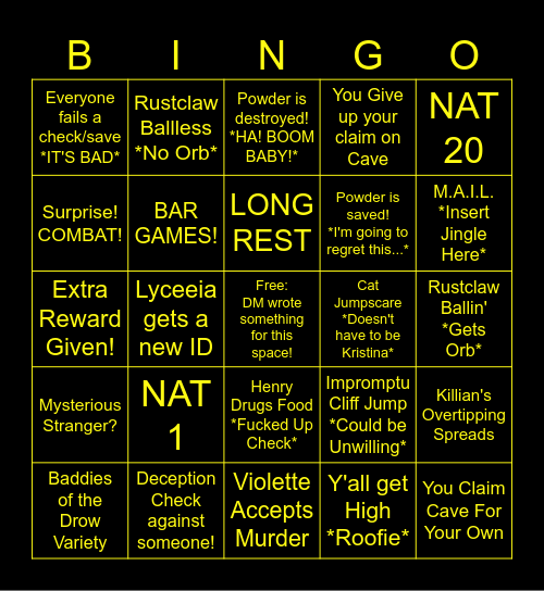 Session 15 Bingo Sheet Bingo Card