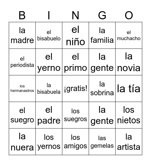 La familia descubre 1 Bingo Card