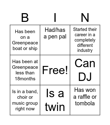 test Bingo Card