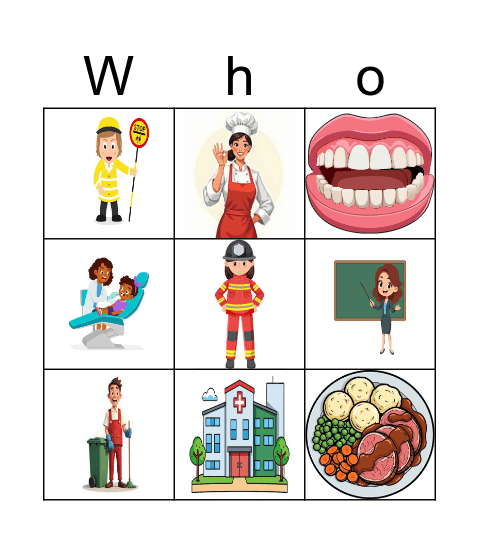 People who care for us Bingo Card